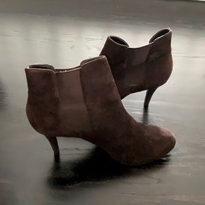 Brown suede ankle booties